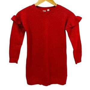 Gap Red‎ Ruffle Sleeve Sweater Dress Girls